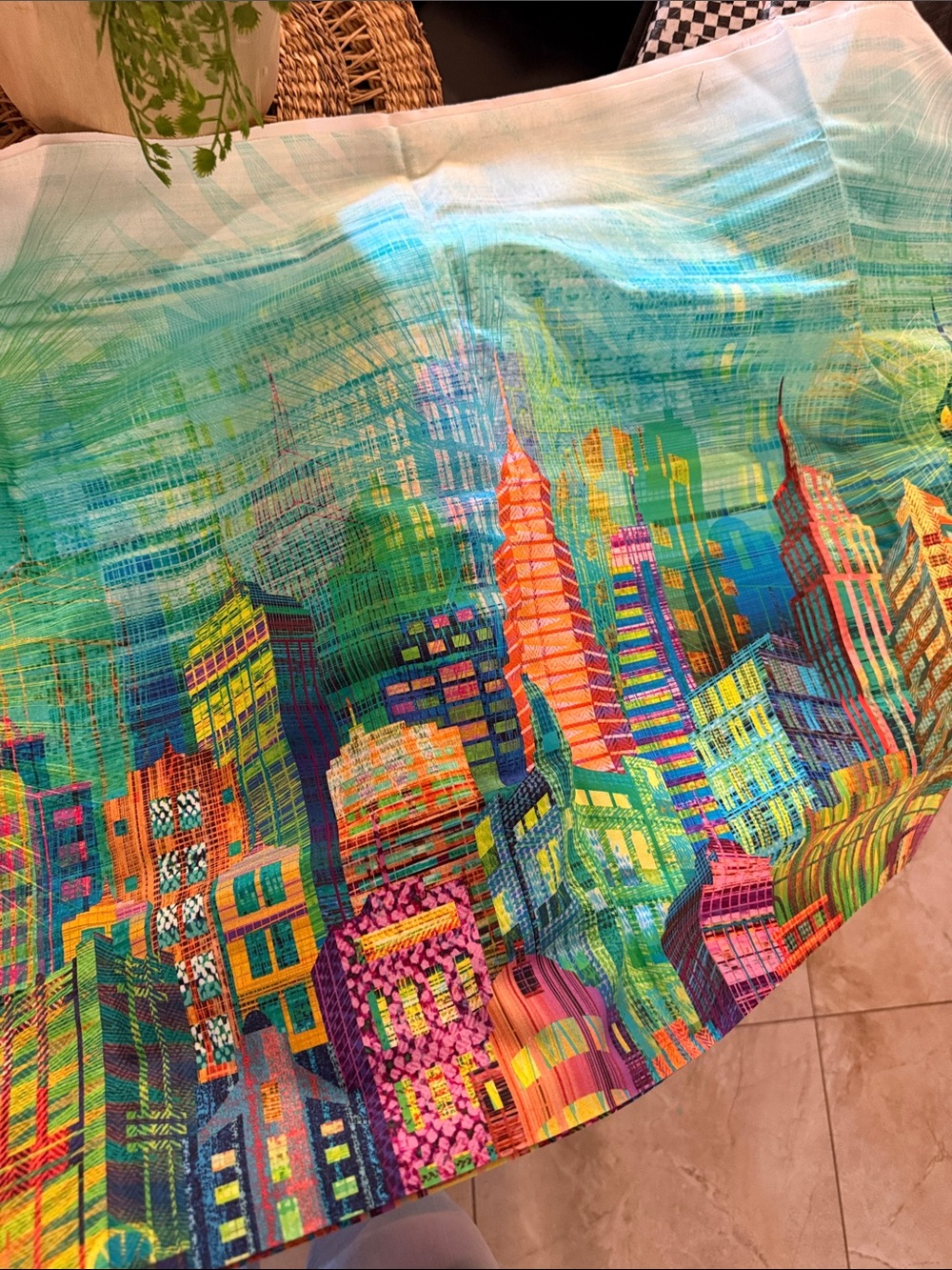 Vibrant Multicolor Cityscape Fabric